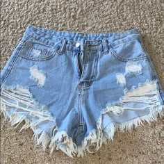 Shein Jean Shorts. Never Worn But No Tags Cheap Y2k Women's Shorts, Nike Pro Shorts Western, Cheap Zara Shorts For Day Out, Summer Ripped Light Wash Pants, Light Wash Ripped Summer Pants, Light Wash Ripped Pants For Summer, Summer Light Wash Ripped Pants, Summer Ripped High-waisted Shorts, Summer High-waisted Ripped Shorts