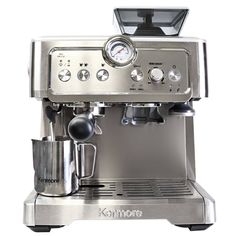 an espresso machine is shown on a white background