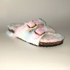 Slip Into These Super Cute And Stylish Multi-Colored Platform Faux Fur Slip-On Sandals 2" Heel. Color: Computer/Phone/Table Monitors Might Show Color Differently Between Devices Free Gift With Every Purchase!! We Make Every Effort To Provide As Much Detailed Descriptions As Possible. Our Apologies, But Due To Volume We Cannot Prov Trendy Multicolor Flat Slippers, Pink Synthetic Round Toe Footbed Sandals, Pink Round Toe Synthetic Footbed Sandals, Multicolor Round Toe Slippers For Spring, Multicolor Open Toe Slippers For Spring, Trendy Closed Toe Footbed Sandals, Multicolor Flat Synthetic Slippers, Multicolor Synthetic Sandals With Buckle Closure, Multicolor Round Toe Sandals With Buckle Closure