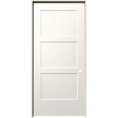 a white door with two panels on the bottom and one panel at the top, against a white background