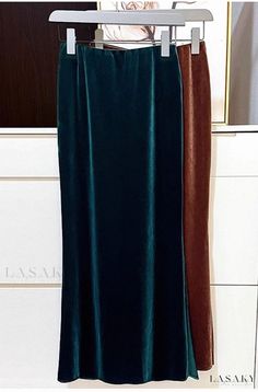 Lasaky - Velvet Slit Straight Pencil Fish Tail Midi Skirt in Navy Blue Lace Midi Skirt, Knit Maxi Skirt, Fish Tail, Pleated Maxi Skirt, Floral Print Skirt, Mermaid Skirt, Orange Fashion, Blue Outfit, Yellow Fashion