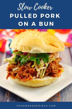 slow cooker pulled pork on a bun