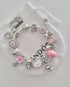 Hello Kity li pembe pandora Coquette Pandora, Hello Kitty Pandora, Aesthetic Bracelet, Hello Kitty Charm, Pandora Jewelry Charms