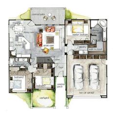 the floor plan for a two story house