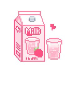 a pink milk carton with a strawberry in it