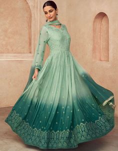 There’s no going wrong with an outfit this pretty! ✨ Mint Green Anarkali style Salwar Suit Semi-Stitched Suits Check it out: https://bit.ly/3YGCqdC Use Code : ARABIC21 and get 15% off on $150 + Purchase #arabicattire #trending #eid #muslimdress #fashion #suitdress #pantstyle #anarkali #palazzo #designer #salwaarkameez #buysalwarkameez #salwaardress #latestcollection Long Anarkali Gown, Green Anarkali, Long Anarkali, Gown Suit, Bride Outfits, Designer Anarkali, Anarkali Gown, Indian Gowns, Party Kleidung