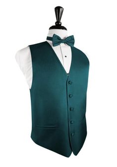 Color: Teal Pattern: Micro Neat Material: Poly Woven Vest Style: Full-Back Buttons: 5 Back Adjuster: Inside Elastic Elegant Green Vest For Formal Occasions, Elegant Green Formal Vest, Classic Green Formal Vest, Formal Fitted Green Vest, Fitted Green Formal Vest, Green Fitted Formal Vest, Elegant Fitted Green Vest, Green Fitted Classic Vest, Green Sleeveless Formal Vest