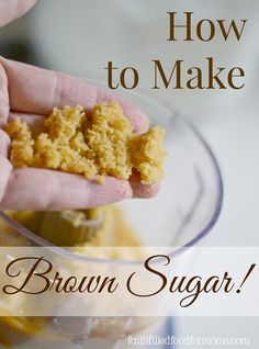 Ever run out of brown sugar right in the middle of cooking your baked goods? Here's how to make your own brown sugar from scratch! Never worry about running out again! This is exactly what I put in my homemade Cinnamon rolls! Homemade Brown Sugar, Make Brown, Make Brown Sugar, Homemade Mixes, Filling Food, How To Make Brown, Diy Recipe, Homemade Seasonings, Urban Homesteading