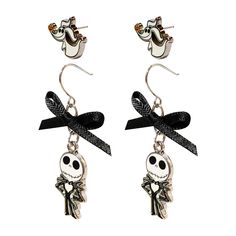 PRICES MAY VARY. Disney Nightmare Before Christmas Jewelry - Jack The Skeleton Birthday Earrings Adult & Kid Gothic Earrings for Sensitive Ears Hypoallergenic Ages 3+ Quality: Better Jewelry EARRINGS For Girls, Real Metal Charm and Earring - Strongly Attached - For Sensitive Skins On The Card: Two Pair Silver Earring with Metal Charms of your Favorite - One Stus Earrings Set- One Dangle Earrings Set This item comes on an original card inside a poly bag to ensure a clean delivery. All Rights Rese Trendy Halloween Earrings As A Gift, Trendy Halloween Earrings For Gift, Adjustable Novelty Single Earring Jewelry, Elegant Adjustable Halloween Earrings, Adjustable Themed Earrings With Ear Wire, Themed Adjustable Earrings With Ear Wire, Skeleton Birthday, Nightmare Before Christmas Jewelry, Birthday Earrings