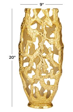 a gold vase is shown with measurements