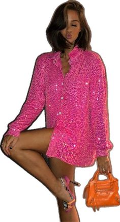 Stretch V-neck Blouse For Party, Trendy V-neck Blouse For Party, Pink Tops For Club And Party Season, Pink V-neck Tops For Party, Flirty Long Sleeve Club Tops, Fitted V-neck Club Blouse, Winter Party Blouse With Stretch, Pink V-neck Blouse For Party, Flirty V-neck Party Tops