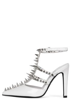 Punk Style Pointed Toe Summer Heels, Punk Pointed Toe Summer Heels, Summer Punk Pointed Toe Heels, Punk Platform Heels With Pointed Toe, Punk Style Pointed Toe Heels, Punk Style Pointed Toe Evening Heels, Punk Pointed Toe Evening Heels, Punk Heels With Studs And Pointed Toe, Punk Pointed Toe Studded Heels