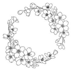 a circle made up of flowers and leaves