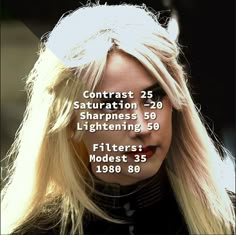 a woman with long blonde hair and glasses on her face is featured in an ad