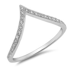 White CZ High Point V Shape Chevron Ring 925 Sterling Silver Band Sizes 4-10 NEW #SynergyTrading #VShapeChevron Fine Silver Jewelry, Chevron Ring, Stylish Rings, Band Jewelry, Silver Plated Jewelry, E Bay, Sterling Silver Bands, High Point, Pure Silver