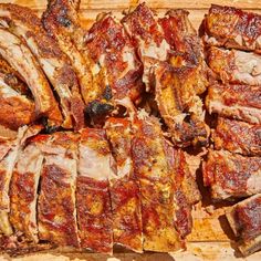 sliced pork ribs on a cutting board