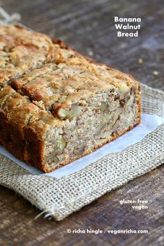 banana walnut bread is on a napkin