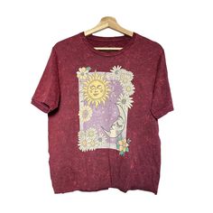 Dark Maroon Tee With Distressed Wash And Graphic. Tarot Style Sun And Moon. Super Soft! Pit To Pit: 20” Length: 22.5” Cutoff Hem New Without Tag, Never Worn. Pink Stitching Obsessive Love, Celestial Being, Dark Maroon, Sun And Moon, Graphic Tee, Graphic Tees, Stitching, Womens Tops, Tops & Tees