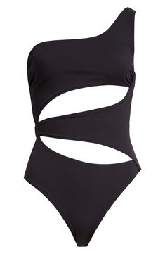 Brooklyn-based designer Kingsley Gbadegesin takes a staple one-piece swimsuit and reinvents it with cutouts inspired by NYC nightlife culture. One-shoulder neck 92% polyester, 8% elastane Hand wash, dry flat Made in Italy Designer Clothing Black Owned/Founded Nyc Nightlife, Swimming Outfits, Swimsuit Skirt, Colorblock Swimsuit, Good Insta Captions, Skirt Swimsuit, Bond Girls, Diy Hair Mask, Normal Clothes