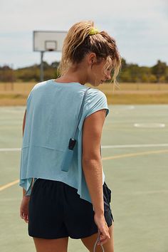 The perfect layer for all your workouts, this short-sleeve take on our favorite tee features a flowy, A-line silhouette with raw seam details and a relaxed fit. * Crewneck style * Lightweight design * Curved hemline | Tempo Short-Sleeve Tee by FP Movement at Free People, Teal Grey, XL Free People Tempo Tee, Summer Cotton Activewear With Short Sleeves, Summer Workout T-shirt, Short Sleeve, Moisture-wicking Relaxed Fit Short Sleeve Tops, Relaxed Fit Short Sleeve Tops For Workout, Relaxed Fit Short Sleeve Workout Tops, Casual Short Sleeve Workout Tops, Spring Cotton Activewear With Short Sleeves, Athleisure Short Sleeve Tops For Summer