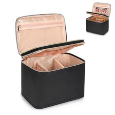 PRICES MAY VARY. 👍【Large Foldable Makeup Bag】Size with 9.84in*7.87in*7in, 2 layers make up bag with foldable function & double zippers design which can holds a lot of cosmetics.Relavel Foldable Makeup Bag, Large Travel Makeup Bag with Compartments, Portable Cosmetic Bag Organizer for Women, Roomy Make Up Bag with Dividers for Toiletries Cosmetics 👍【Portable Travel Makeup Organizer】Easily fit travel-size toiletries or large skin-care products such as lotion, cream, facial cleanser, foundation, Concealer Mascara, Bag With Compartments, Makeup Brush Case, Cosmetic Bag Organization, Travel Size Toiletries, Travel Makeup Bag, Travel Must Haves, Makeup Bag Organization, Great Gifts For Women