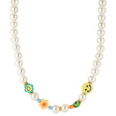 Infuse your style with positivity and charm with this Sunkissed Sterling Smiley Face Freshwater Cultured Pearl Stretch Necklace—an adorable and whimsical accessory that adds a touch of joy to your ensembles. Click on this JEWELRY & WATCHES GUIDE to learn about fit, styles, materials and more! Infuse your style with positivity and charm with this Sunkissed Sterling Smiley Face Freshwater Cultured Pearl Stretch Necklace—an adorable and whimsical accessory that adds a touch of joy to your ensembles Trendy Necklaces For Friendship, White Necklace For Friendship And Mother's Day, White Necklace For Friendship On Mother's Day, White Playful Friendship Necklace, Playful White Friendship Necklace, Playful White Jewelry With Charms, White Round Necklaces For Summer, White Hypoallergenic Necklace For Birthday, Trendy Hypoallergenic Charm Necklaces