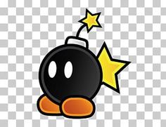 a black and yellow bomb with stars on it's head, against a white background