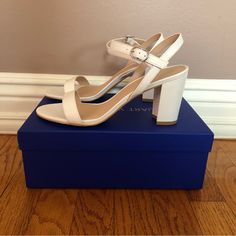 Nwt Stuart Weitzman Dancer 75 Block Sandal. Never Worn. Includes Box And Dust Bag. White Napa Leather. Size 38.5. Luxury White Heels With Stacked Heel, Luxury White Stacked Heel Heels, Elegant White Block Heels With Removable Insole, Gold Block Heels, Strap Sandals Heels, White Block Heels, Tan Pumps, Platform Pumps Heels, Stuart Weitzman Heels