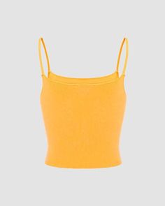 Details: Cami top with shoulder straps designTop Length: CroppedSleeve Length: SleevelessMaterials:95% Polyester + 5% Spandex Solid Tank Tops With Built-in Bra, Solid Color Cami Top With Built-in Bra, Yellow Crop Top With Built-in Bra, Spring Tops With Seamless Construction And Tank Straps, Fitted Solid Tops With Adjustable Straps, Solid Fitted Tops With Adjustable Straps, Fitted Scoop Neck Top With Straps, Yellow Sleeveless Crop Top With Built-in Bra, Trendy Seamless Cami Top