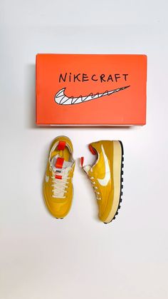 Tom Sachs x Nike General Purpose Shoe Yellow Review, Release Date Nike General Purpose Shoe, Tom Sachs, Older Mens Fashion, Shoe Poster, Sneaker Posters, Nike Kicks, Masculine Fashion