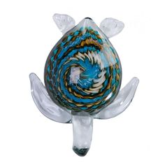 Glass turtle has swirling colors of turquoise, brown, and glitter. Weighs 1180 grams measures 8 x 6 x 2. 89-3435 Glass Sea Turtle, Glass Turtle, Turtle Figurines, Coastal Life, Beach Combing, Sea Turtle, Accent Pieces, Decorative Objects, Blue Brown