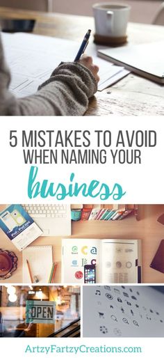 a person writing on a piece of paper with the words 5 things to avoid when naming your business