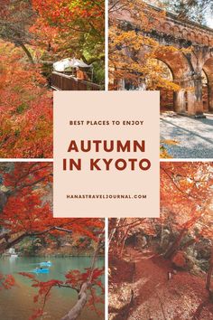 autumn in kyto with the words best places to enjoy