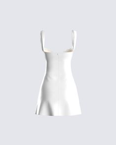 Mabel White Mini Dress White A-line Mini Dress For Party, White Fitted Linen Mini Dress, White Sleeveless Flirty Mini Dress, White Mini Dress For Date Night, Flirty White Bodycon Dress For Night Out, White Mini Bodycon Dress For Party, White Mini Length Bodycon Dress For Party, Chic White Long Sleeve Mini Dress, White Mini Dress For Party