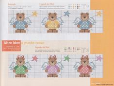 the cross stitch pattern is designed to look like a teddy bear