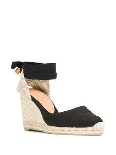 Castañer wedge heel espadrilles Black Closed-toe Straw Espadrilles, Black Closed Toe Straw Espadrilles, Black Straw Wedge Heel Espadrilles, Chic High Heel Straw Espadrilles, Black Straw Espadrilles With Round Toe, Chic High Heel Espadrilles With Woven Sole, Chic Straw Espadrilles With Wrapped Heel, Chic Espadrilles With Wedge Heel And Woven Sole, Chic Espadrilles With Woven Sole And Wedge Heel