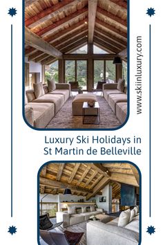 an advertisement for the luxury ski holidays in st martin de bellevue