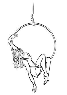 a drawing of a man hanging upside down on a rope