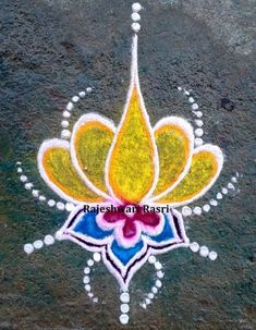 a colorful flower painted on the ground