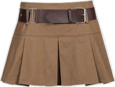 High Waisted Short Skirt, Short Pollera, Skirt With Belt, High Waisted Pleated Skirt, Khaki Skirt, Micro Skirt, Denim Skirt Women, Belted Shorts, Pleated Shorts