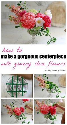 how to make a gorgeous centerpiece with grocery store flowers