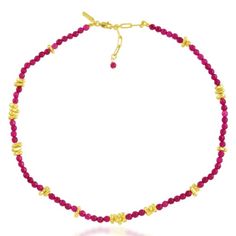 Embrace the delicate beauty of the Pink jade Beaded Necklace (Gold Vermeil). This exquisite necklace features a string of lustrous pink  beads, carefully handcrafted and complemented by the golden vermeil accents. The mesmerizing pink hues of the  beads exude elegance and femininity, while the gold vermeil adds a touch of luxury and sophistication. Let this necklace adorn your neckline with grace and charm, radiating a subtle allure that captivates hearts wherever you go. The Pink jade Beaded Ne Elegant Pink Necklaces With Gold Beads, Elegant Pink Beaded Necklace With Gold Beads, Pink Necklaces With Round Gold Beads, Elegant Pink Necklace With Gold Beads, Gold Jade Necklace With Gemstone Beads, Pink Necklaces With Gold Round Beads, Gold Beaded Jade Necklace, Gold Beaded Necklace With Red Coral Gemstones, Gold Jade Necklace With Faceted Beads