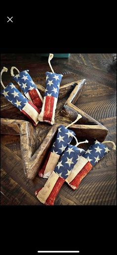 an american flag decoration on top of a wooden table