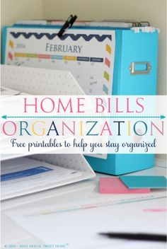 a binder with the title home bills organization free printables to help you stay organized