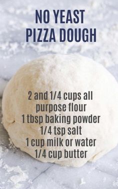 a ball of pizza dough with instructions for how to bake it in the oven