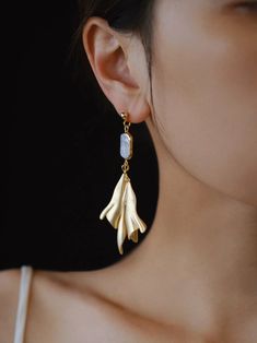 Golden Fishtail Drop Earrings | Jewelry | Three Fleas Thigh Chain, Bold Earrings, Modern Chinese, Romantic Roses, Jewelry Brand, Model Pictures, Silver Pearls, Jewelry Branding, Ring Bracelet