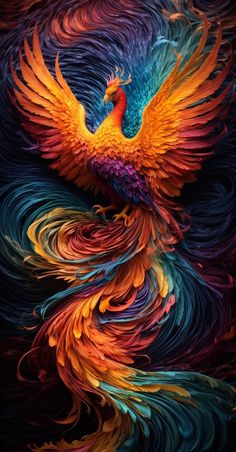 a colorful bird that is flying through the air with its wings spread out and it's colors are multicolored