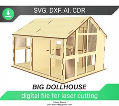 the big dollhouse digital file for laser cutting is available in several sizes and colors