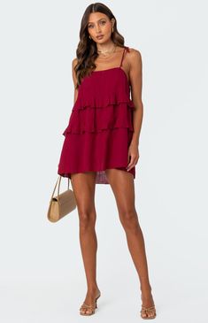 Edikted Dorothia Sheer Linen Look Mini Dress | PacSun Flowy Sundress Mini Dress, Solid Tiered Mini Dress, Solid Color Tiered Beach Dresses, Tiered Solid Mini Dress For Summer, Solid Tiered Mini Dress For Summer, Solid Color Tiered Mini Dress For Summer, Flowy Sundress, Girl Hairstyle, Babydoll Style