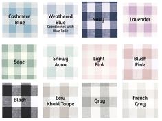 the different plaid patterns are shown in various colors and sizes, including blue, pink, green